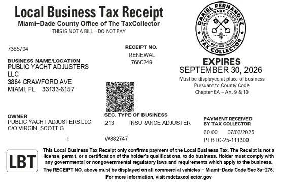 Florida Public Adjuster Business License